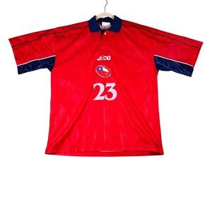 Vtg Joco Chile National Team Soccer Jersey Red Blue #23 Men L Short Sleeve Shirt
